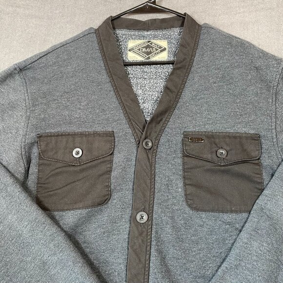 Dravus Gray & Black Cardigan Jacket Button Front Dual Chest Pockets Mens size XL - Picture 3 of 10
